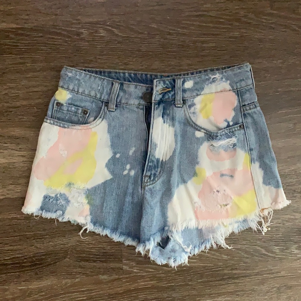 BDG denim shorts tie dye